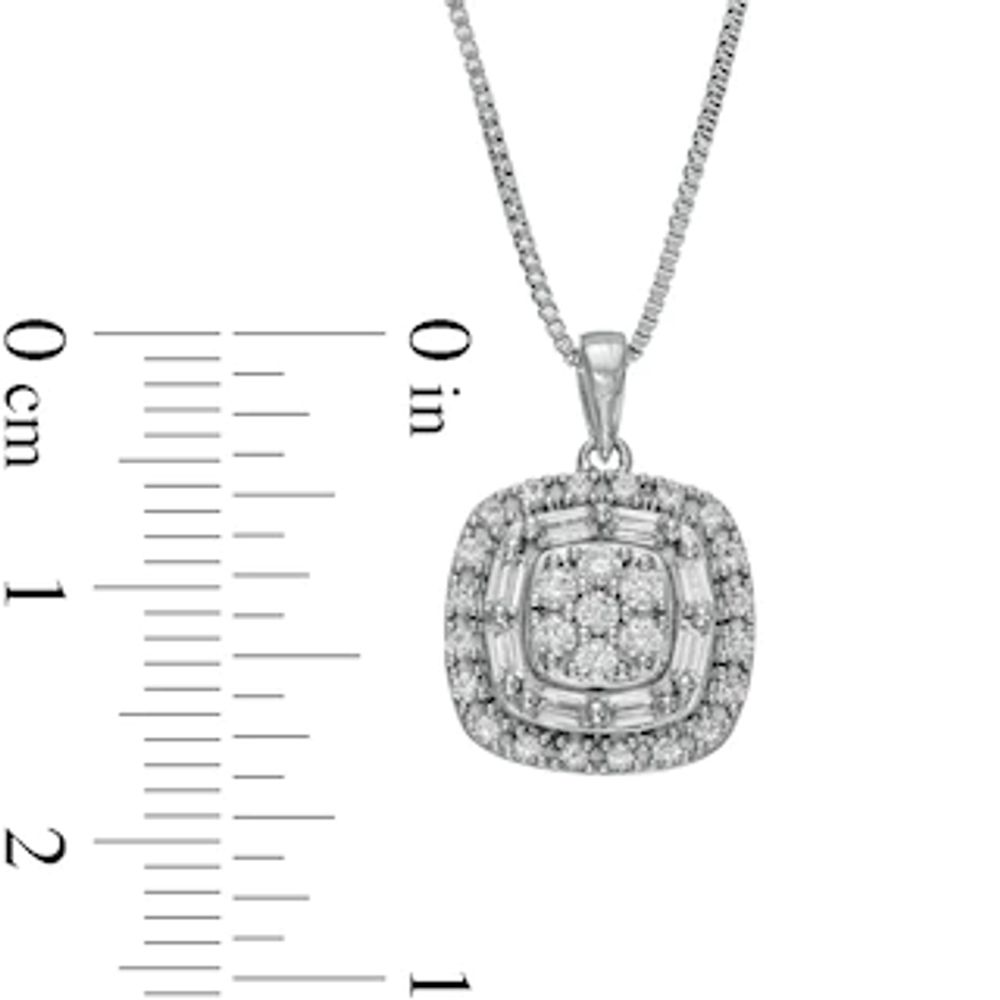 0.50 CT. T.W. Composite Cushion-Shaped Diamond Pendant in 10K White Gold|Peoples Jewellers