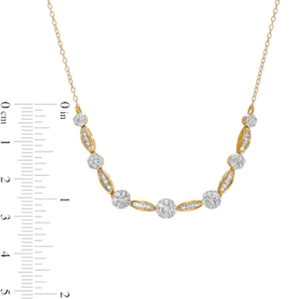 1.00 CT. T.W. Diamond Alternating Necklace in 10K Gold|Peoples Jewellers