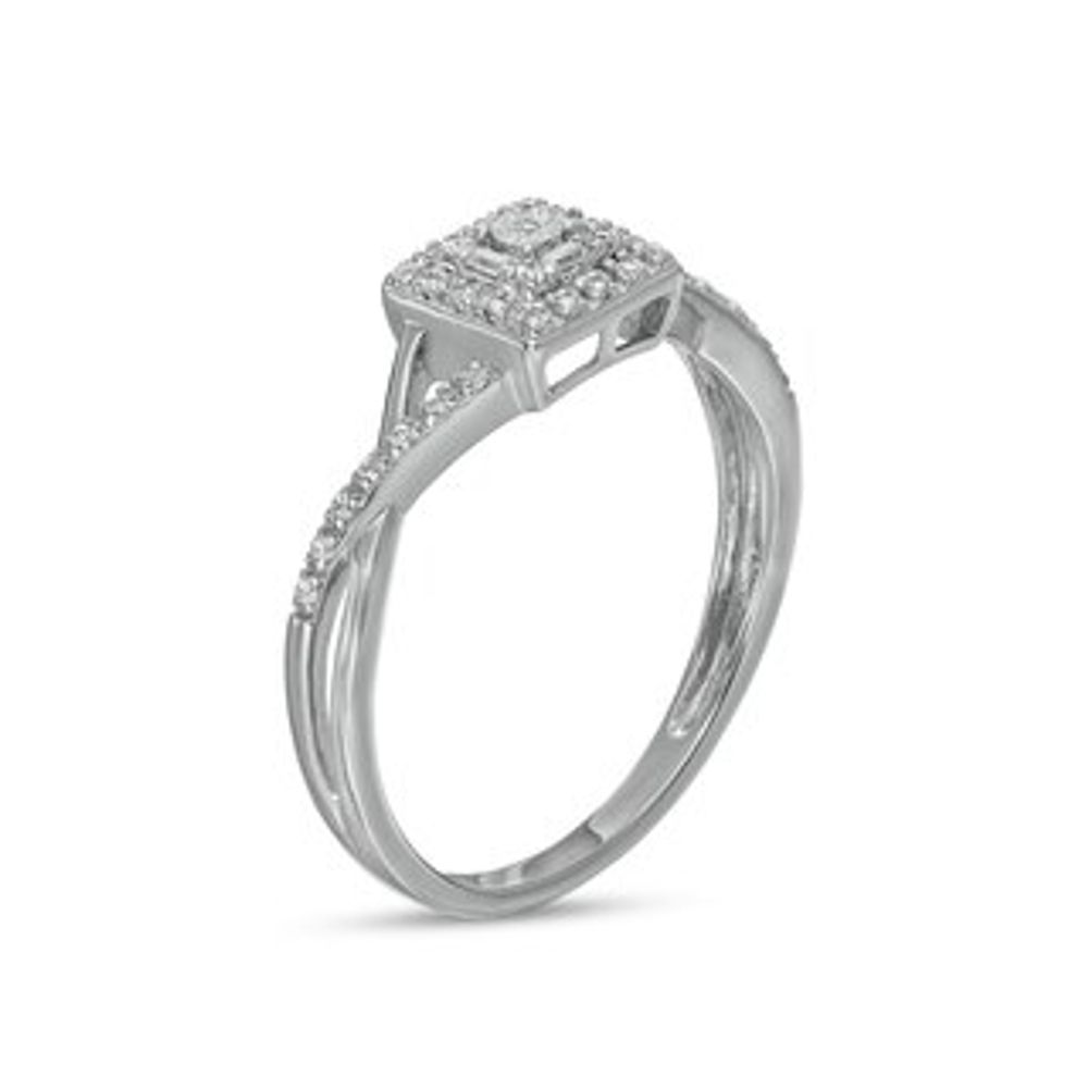 0.10 CT. T.W. Composite Cushion-Shaped Diamond Twist Shank Promise Ring in 10K White Gold|Peoples Jewellers