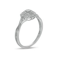 0.10 CT. T.W. Composite Diamond Flower Frame Twist Shank Promise Ring in 10K White Gold|Peoples Jewellers