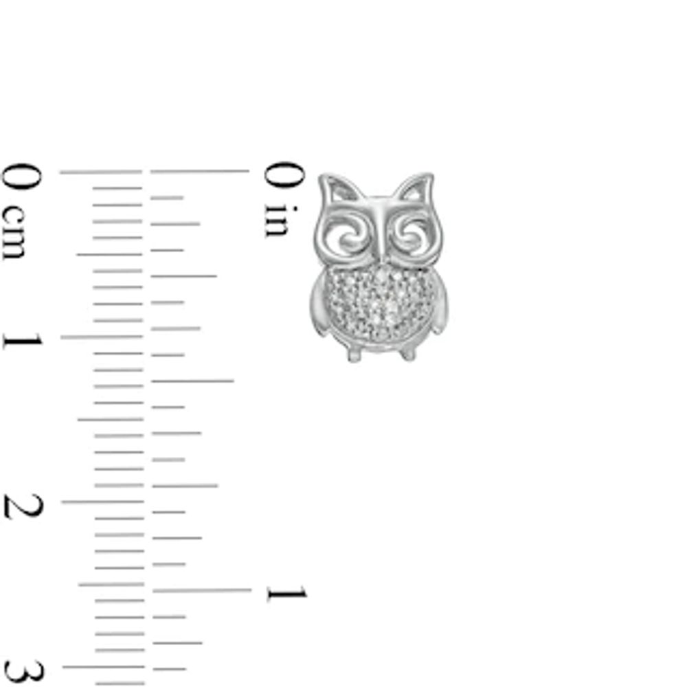 Diamond Accent Owl Stud Earrings in Sterling Silver|Peoples Jewellers