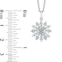 Enchanted Disney Elsa Swiss Blue Topaz and 0.147 CT. T.W. Diamond Snowflake Pendant and Earrings Set in Sterling Silver|Peoples Jewellers