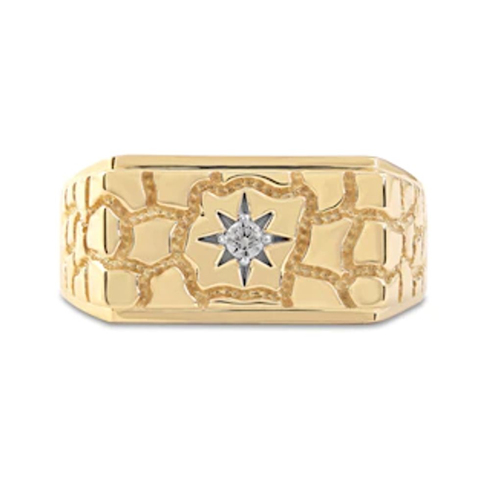 Men's 0.05 CT. T.W. Diamond Solitaire Star Nugget Wedding Band in 10K Gold|Peoples Jewellers