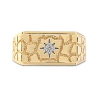 Men's 0.05 CT. T.W. Diamond Solitaire Star Nugget Wedding Band in 10K Gold|Peoples Jewellers