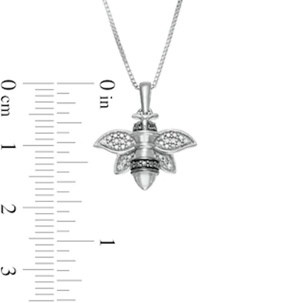 Black Enhanced and White Diamond Accent Bee Pendant in Sterling Silver|Peoples Jewellers