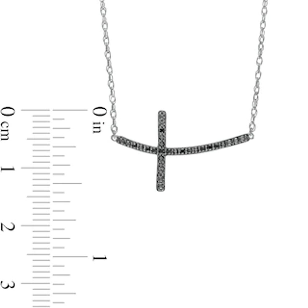 Quality Gold Sterling Silver Rhodium-plated Large Sideways Curved Cross  Necklace QG3464-18 - Getzow Jewelers