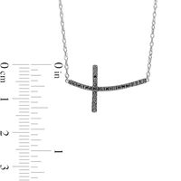 0.10 CT. T.W. Black Enhanced Diamond Curved Cross Necklace in Sterling Silver|Peoples Jewellers