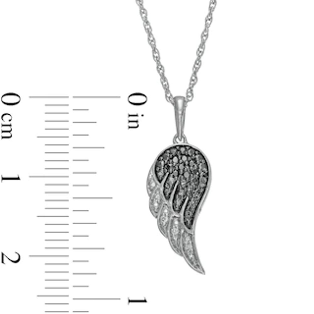 0.04 CT. T.W. Black Enhanced and White Diamond Wing Pendant in Sterling Silver|Peoples Jewellers
