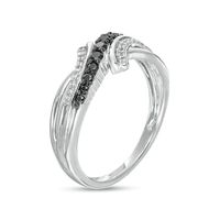 0.25 CT. T.W. Black Enhanced and White Diamond Bypass Ring in Sterling Silver|Peoples Jewellers