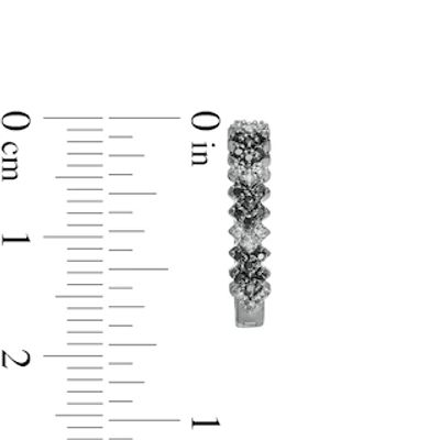 0.25 CT. T.W. Black Enhanced and White Diamond "V" Pattern Hoop Earrings in Sterling Silver|Peoples Jewellers