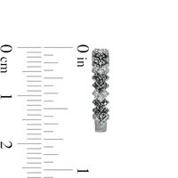 0.25 CT. T.W. Black Enhanced and White Diamond "V" Pattern Hoop Earrings in Sterling Silver|Peoples Jewellers