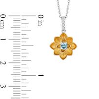 Enchanted Disney Jasmine Swiss Blue Topaz and Diamond Accent Flower Pendant in Sterling Silver and 10K Gold – 19"|Peoples Jewellers