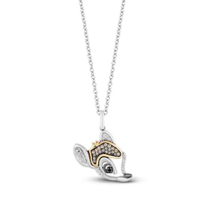 Disney Treasures Bambi 0.145 CT. T.W. Black, Champagne and White Diamond Pendant in Sterling Silver and 10K Gold|Peoples Jewellers