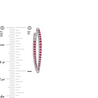 Graduating Lab-Created Ruby V-Shape Oval Inside-Out Hoop Earrings in Sterling Silver|Peoples Jewellers