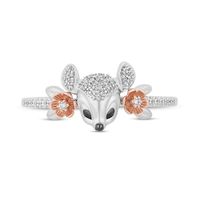 Disney Treasures Bambi 0.085 CT. T.W. Diamond Floral Shank Ring in Sterling Silver and 10K Rose Gold|Peoples Jewellers