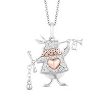 Disney Treasures Alice in Wonderland 0.085 CT. T.W. Diamond White Rabbit Pendant in Sterling Silver and 10K Rose Gold|Peoples Jewellers