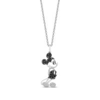 Disney Treasures Mickey Mouse 0.18 CT. T.W. Black and White Diamond Pendant in Sterling Silver – 19"|Peoples Jewellers