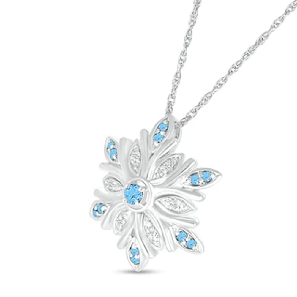 Snowflake Necklace - Aquamarine - Silver - ApolloBox