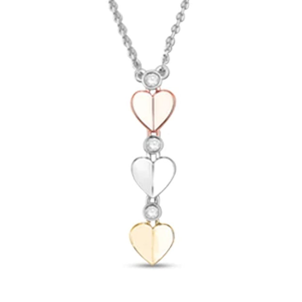 0.07 CT. T.W. Diamond Heart Trio Pendant in Sterling Silver and 10K Two-Tone Gold – 19"|Peoples Jewellers