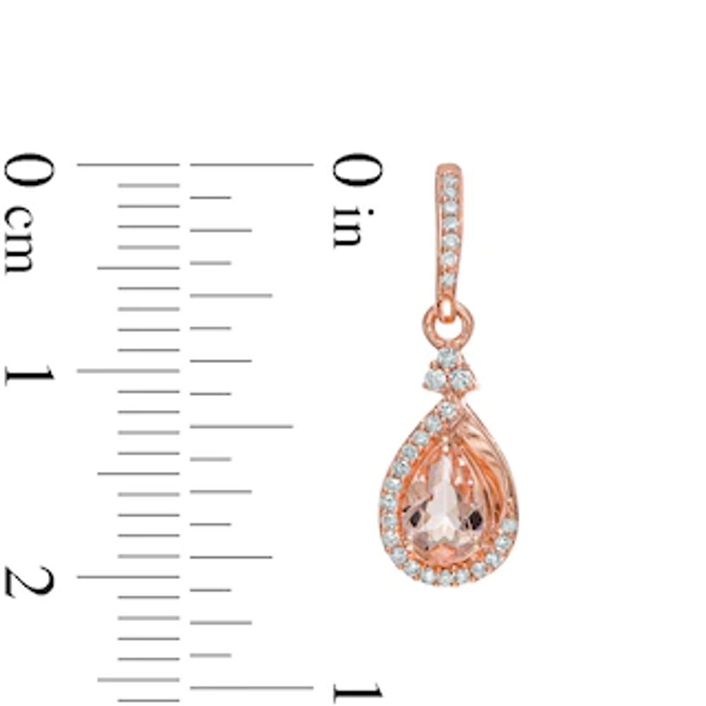 Pear-Shaped Morganite and 0.145 CT. T.W. Diamond Frame Tri-Top Teardrop Earrings in 10K Rose Gold|Peoples Jewellers