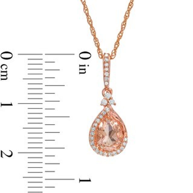 Pear-Shaped Morganite and 0.085 CT. T.W. Diamond Frame Tri-Top Teardrop Pendant in 10K Rose Gold|Peoples Jewellers