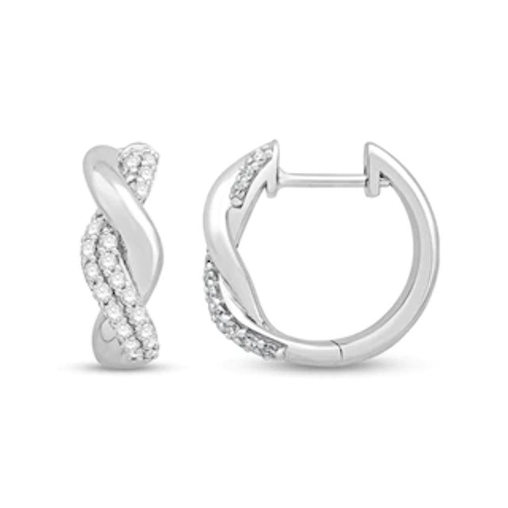 0.29 CT. T.W. Diamond Twist Hoop Earrings in Sterling Silver|Peoples Jewellers