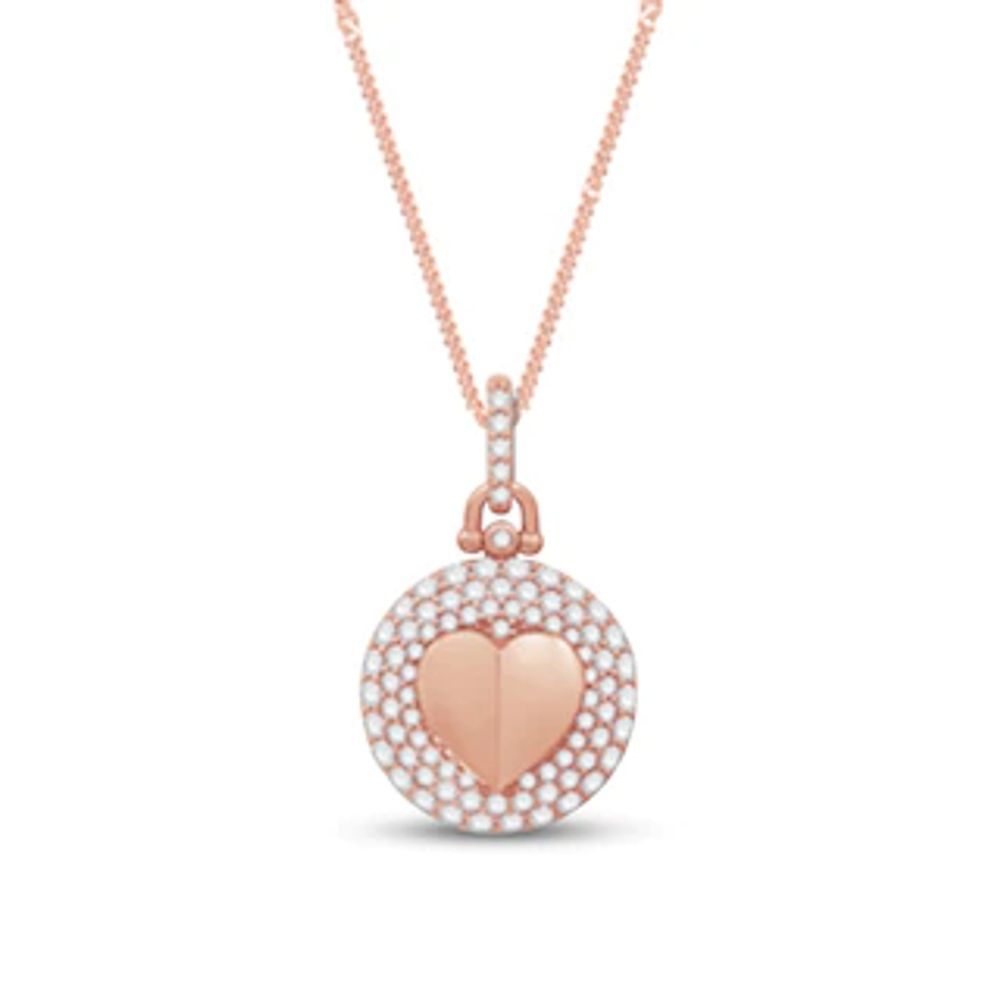 0.69 CT. T.W. Diamond Triple Frame Heart Pendant in 10K Rose Gold – 19"|Peoples Jewellers