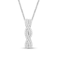 0.29 CT. T.W. Diamond Twist Double Row Pendant in 10K White Gold – 19"|Peoples Jewellers