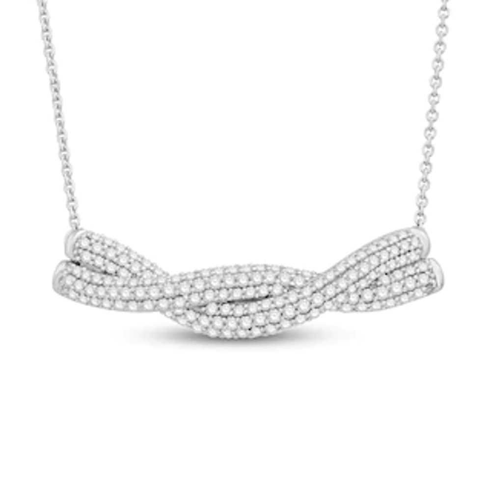 0.69 CT. T.W. Diamond Twist Multi-Row Necklace in 10K White Gold – 19"|Peoples Jewellers