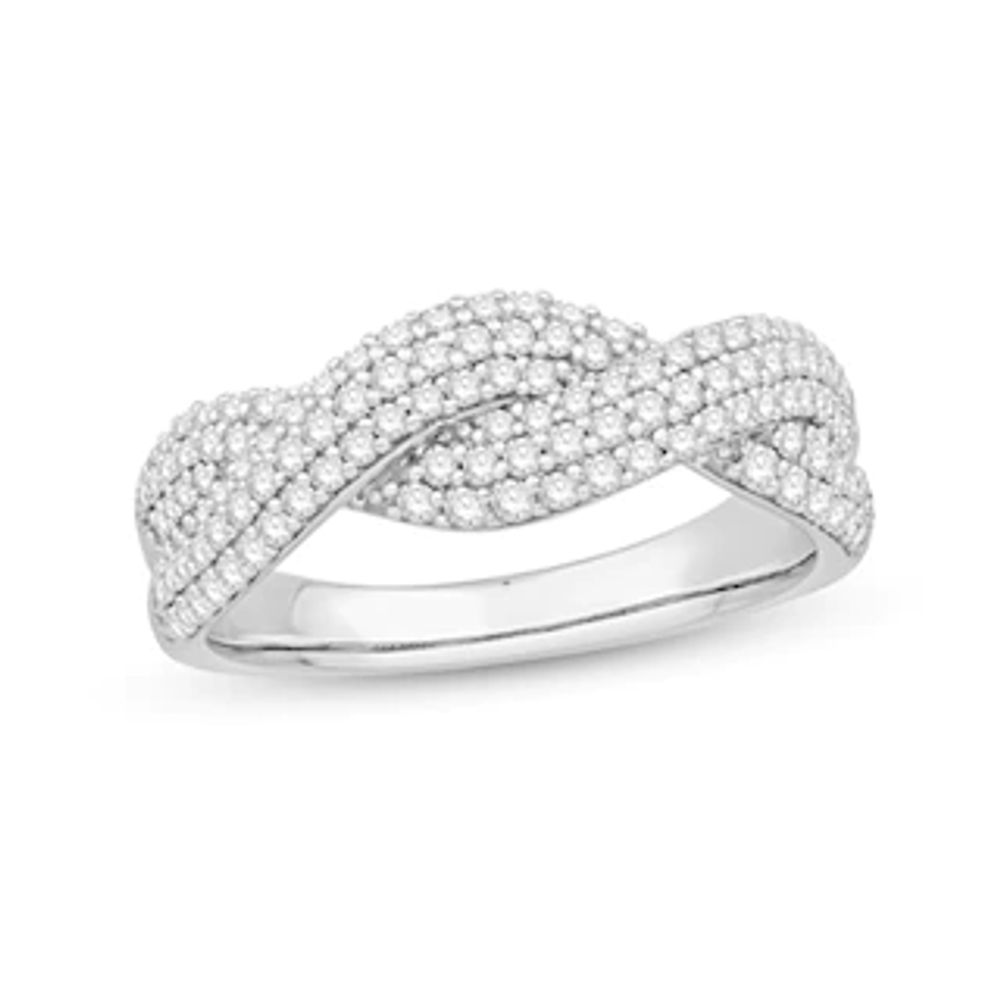 0.69 CT. T.W. Diamond Twist Multi-Row Ring in 10K White Gold|Peoples Jewellers