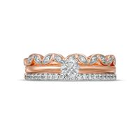 0.37 CT. T.W. Diamond Alternating Leaf Three Piece Bridal Set in 10K Rose Gold (J/I3)|Peoples Jewellers