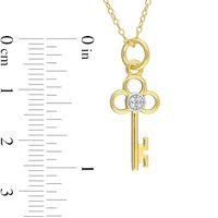 Diamond Accent Key Pendant in Sterling Silver with Yellow Rhodium|Peoples Jewellers