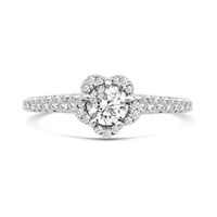 0.66 CT. T.W. Diamond Flower Frame Engagement Ring in 14K White Gold|Peoples Jewellers