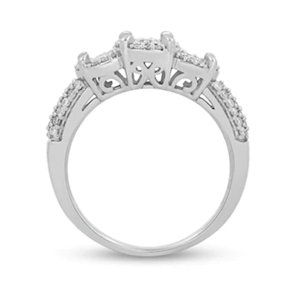 0.50 CT. T.W. Diamond Frame Three Stone Ring in Sterling Silver|Peoples Jewellers