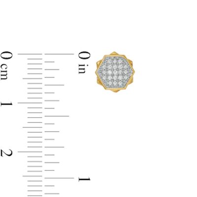 Men's 0.12 CT. T.W. Composite Diamond Double Hexagon Stud Earrings in 10K Gold|Peoples Jewellers