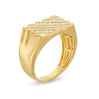 Men's 0.50 CT. T.W. Diamond Slanted Multi-Row Square-Top Ring in 10K Gold - Size 10|Peoples Jewellers