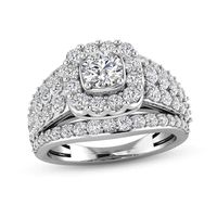 CT. T.W. Diamond Cushion-Shaped Frame Multi-Row Engagement Ring in 14K White Gold|Peoples Jewellers