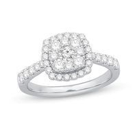 0.95 CT. T.W. Composite Cushion-Shaped Diamond Frame Engagement Ring in 14K White Gold|Peoples Jewellers