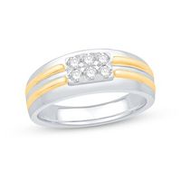 Men's 0.29 CT. T.W. Diamond Six Stone Double Row Wedding Band in 10K Two-Tone Gold|Peoples Jewellers