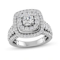 2.00 CT. T.W. Diamond Double Cushion-Shaped Frame Triple Row Engagement Ring in 14K White Gold|Peoples Jewellers