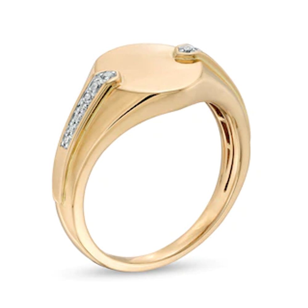 Men's 0.085 CT. T.W. Diamond Oval Signet Ring in 10K Gold|Peoples Jewellers
