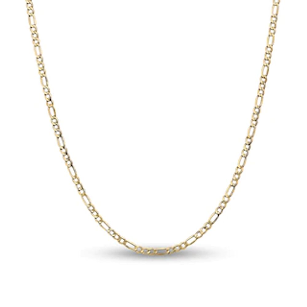 3.5mm Figaro Chain Necklace in Hollow 14K Gold