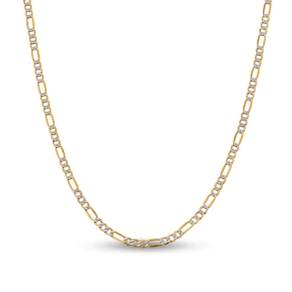 3.9mm Diamond-Cut Figaro Chain Necklace in Hollow 14K Two-Tone Gold