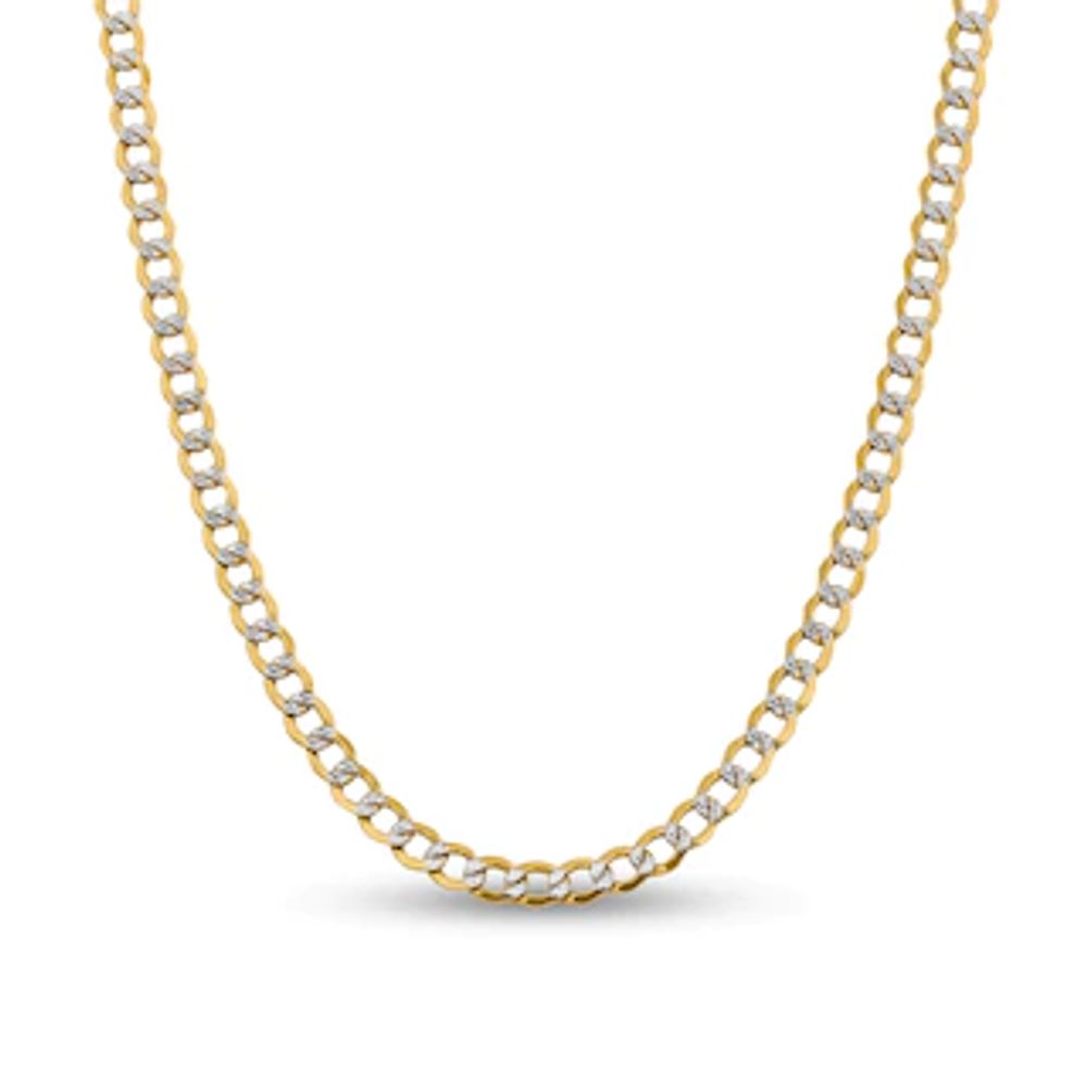 6.75mm Diamond-Cut Curb Chain Necklace in Hollow 14K Two-Tone Gold