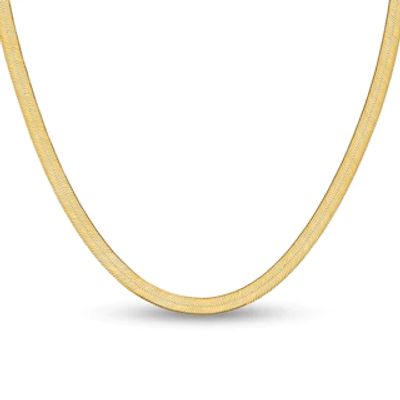 6.5mm Solid Herringbone Chain Necklace in 14K Gold - 20"|Peoples Jewellers