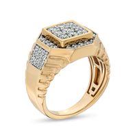 Men's 1.45 CT. T.W. Composite Cushion Diamond Ribbed Shank Ring in 10K Gold|Peoples Jewellers