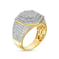 Men's 3.80 CT. T.W. Diamond Multi-Row Geometric Ring in 10K Gold|Peoples Jewellers
