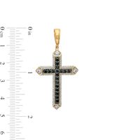 Men's 1.00 CT. T.W. Black Enhanced and White Diamond Pointed Cross Necklace Charm in 10K Gold|Peoples Jewellers