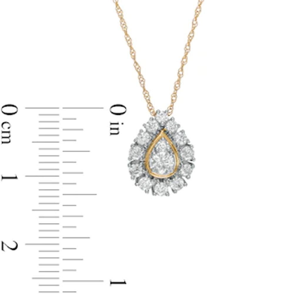 0.50 CT. T.W. Composite Pear-Shaped Diamond Frame Sunburst Pendant in 10K Gold|Peoples Jewellers