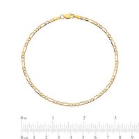 2.25mm Figaro Chain Anklet in Solid 14K Gold